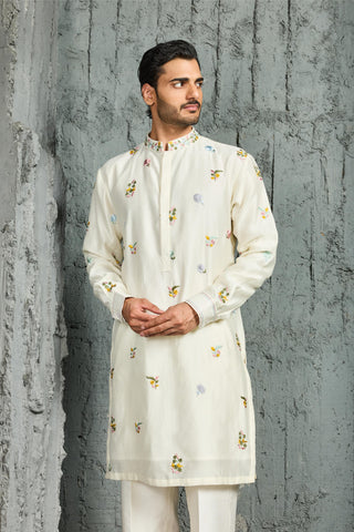 Waistcoat Set for Indian Wedding - Ivory Gulmohar Set by Sarab Khanijou