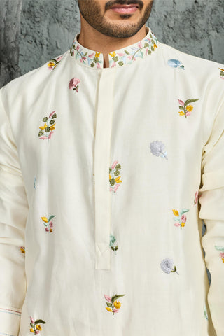 Ivory rangrez gulmohar bloom waistcoat set