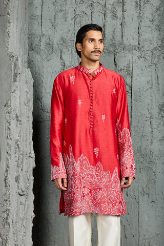 Red rangrez gulrang ridge kurta set