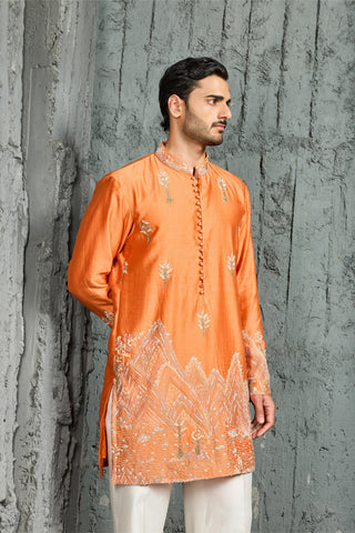 Kurta Set for Indian Wedding - Orange Ridge Kurta by Sarab Khanijou