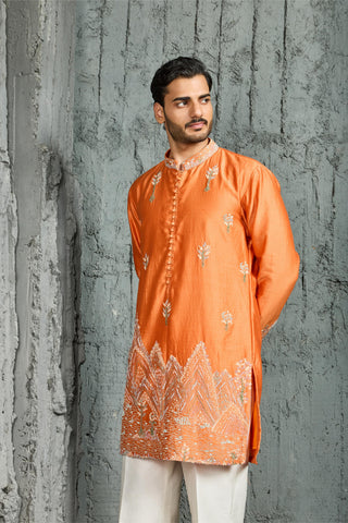 Kurta Set for Indian Wedding - Orange Ridge Kurta by Sarab Khanijou