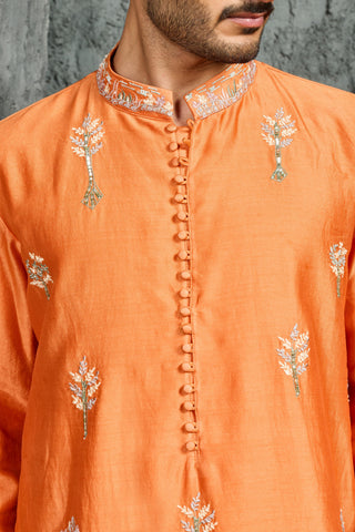 Kurta Set for Indian Wedding - Orange Ridge Kurta by Sarab Khanijou