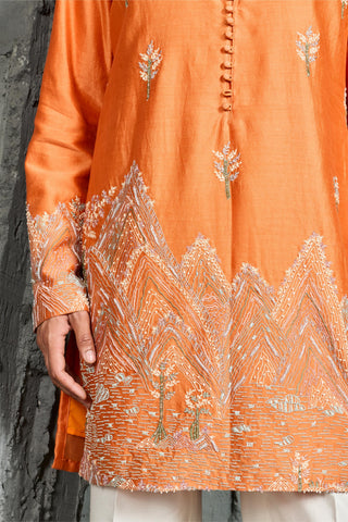 Kurta Set for Indian Wedding - Orange Ridge Kurta by Sarab Khanijou