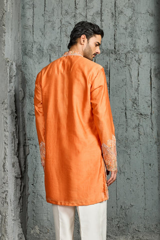Kurta Set for Indian Wedding - Orange Ridge Kurta by Sarab Khanijou