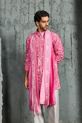 Pink Heritage Kurta Set for Indian Wedding - Pink Gulnaar Kurta by Sarab Khanijou