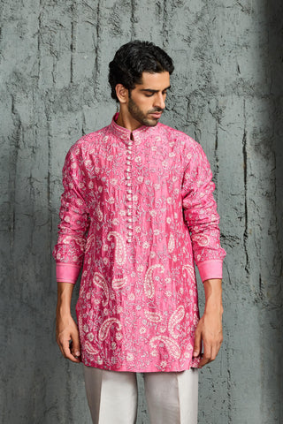 Pink Heritage Kurta Set for Indian Wedding - Pink Gulnaar Kurta by Sarab Khanijou