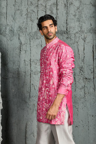 Pink Heritage Kurta Set for Indian Wedding - Pink Gulnaar Kurta by Sarab Khanijou