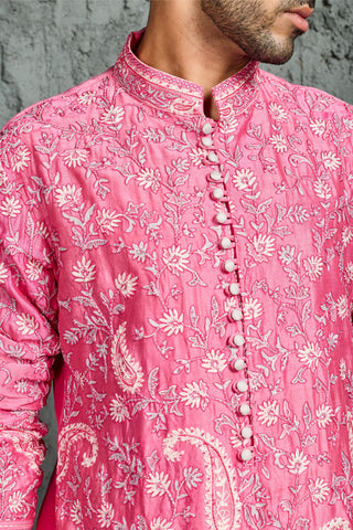 Pink Heritage Kurta Set for Indian Wedding - Pink Gulnaar Kurta by Sarab Khanijou