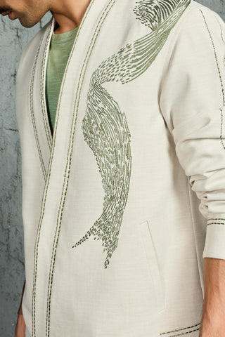Gray rangrez abstract spiral shacket set