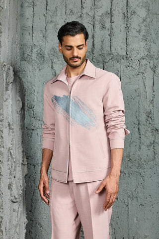 Pink rangrez bubblegum paint strokes shacket set