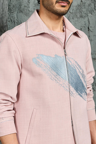 Pink rangrez bubblegum paint strokes shacket set