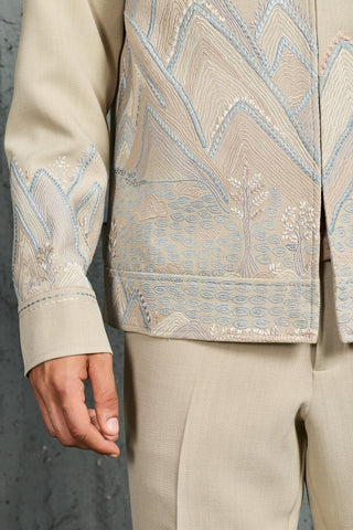 Shacket Set for Contemporary Wear - Beige Mount-Ridge by Sarab Khanijou