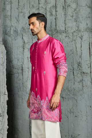 Kurta Set for Indian Wedding - Pink Gulrang Ridge by Sarab Khanijou