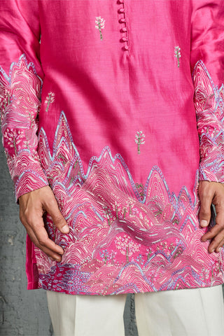 Pink rangrez gulrang ridge kurta set