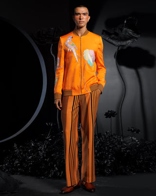 Orange sun kissed lotus bomber jacket & pants