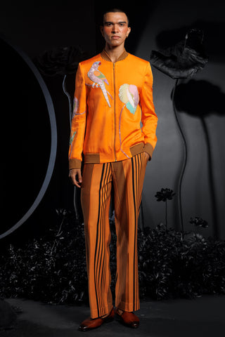 Orange sun kissed lotus bomber jacket & pants