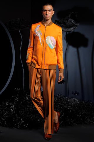Orange sun kissed lotus bomber jacket & pants