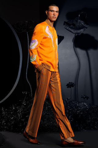 Orange sun kissed lotus bomber jacket & pants