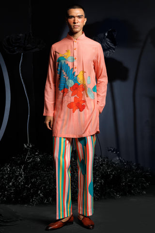 Rainbow kurta set with striped pants