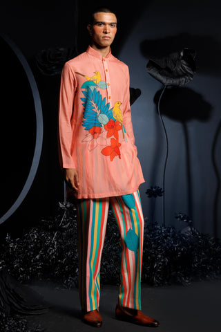 Rainbow kurta set with striped pants