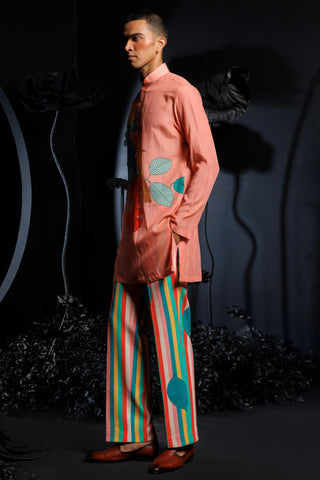 Rainbow kurta set with striped pants