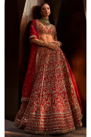 Lehenga Set Indian Wedding Red Classic by Tamanna Punjabi Kapoor