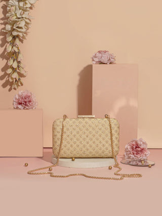 Gold inaya box clutch