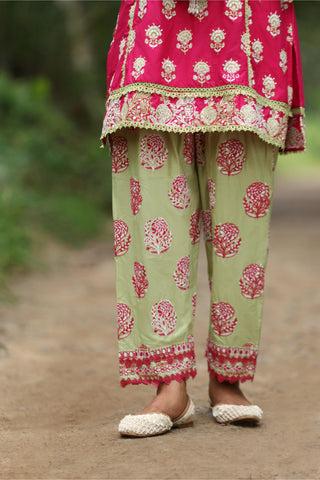 Pink alagi malgudi days kurta set