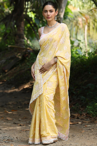 Yellow yara malgudi days saree