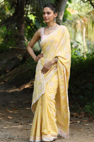 Yellow yara malgudi days saree