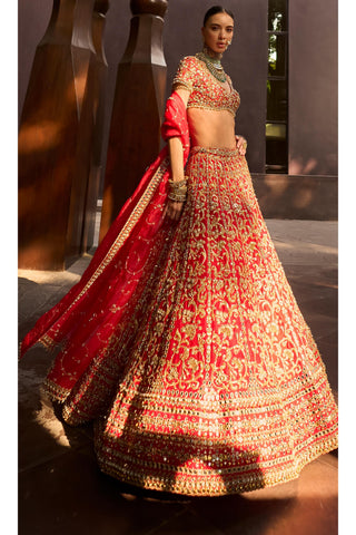 Lehenga Set Indian Wedding Red Classic by Tamanna Punjabi Kapoor
