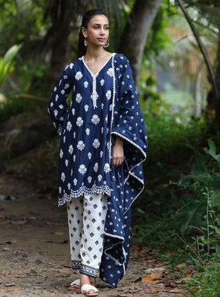 Blue abana malgudi day kurta set