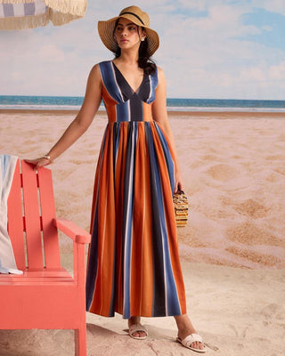 Maxi Dress Romantic Wear - Multicolor Tuscany Dress by Zazu