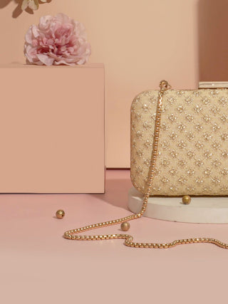 Gold inaya box clutch