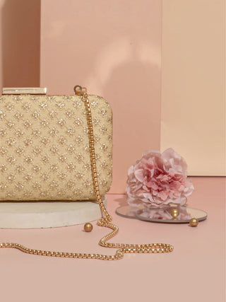 Gold inaya box clutch