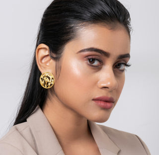 Earring Contemporary Wear - Gold Gingko Charm Stud by Putstyle