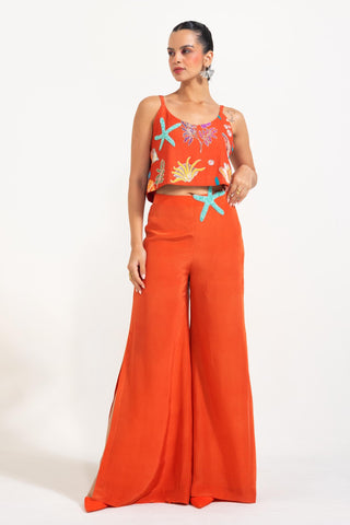 Cami Top with Flared Pants for Contemporary Wear – Orange Mermaid Mischief by Nautanky
