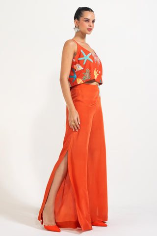 Cami Top with Flared Pants for Contemporary Wear – Orange Mermaid Mischief by Nautanky