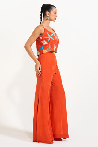 Cami Top with Flared Pants for Contemporary Wear – Orange Mermaid Mischief by Nautanky
