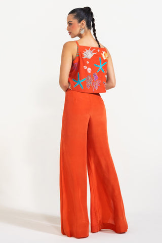 Cami Top with Flared Pants for Contemporary Wear – Orange Mermaid Mischief by Nautanky