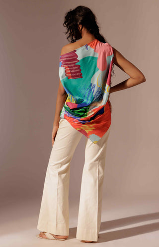 White elio flared trouser