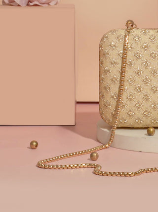 Gold inaya box clutch