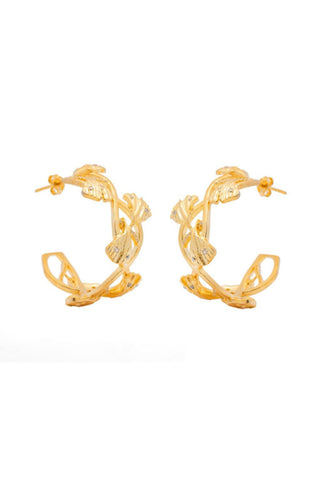Earring Contemporary Wear - Gold Ginkgo Leaf Hoop by Putstyle
