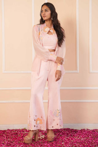 Pink dil se embroidered co-ord set