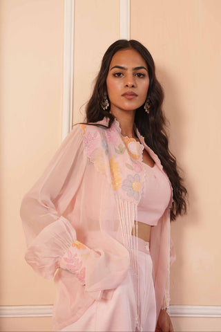 Pink dil se embroidered co-ord set