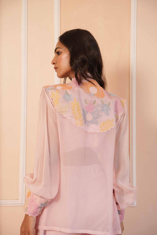 Pink dil se embroidered co-ord set