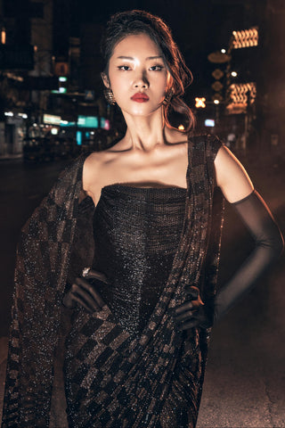 Corset saree set for Contemporary Wear – Roxanne Saree Set by ITRH