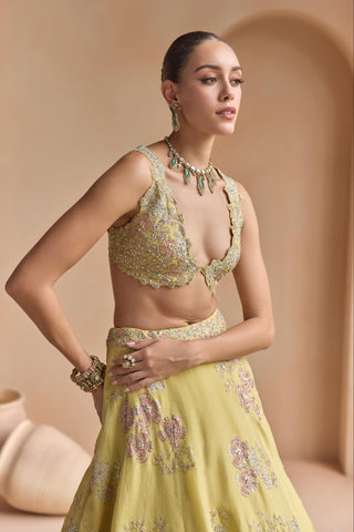 Lehenga Set for Indian Wedding - Yellow Off The Record Embroidered Lehenga Set by Osaa by Adarsh at Mrs. G

