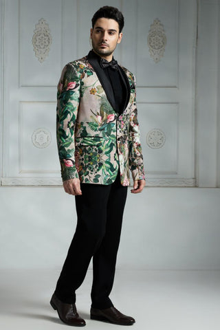 Beige printed blazer