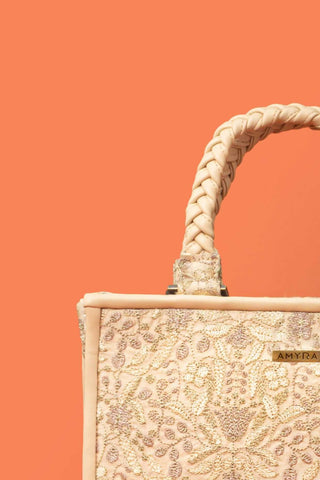 Beige zen embroidered handbag